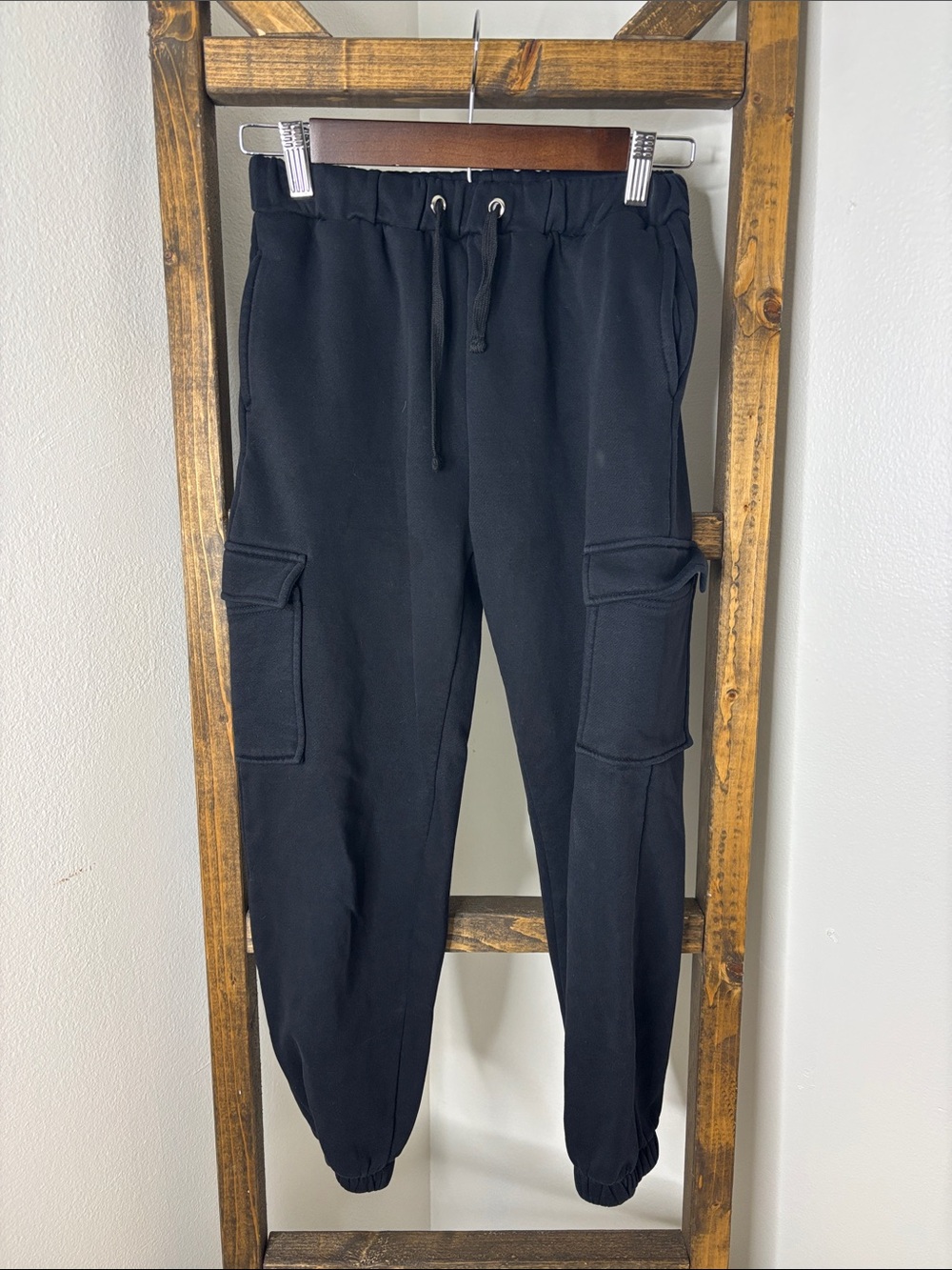 Paisley Lane Kids Black Cargo Joggers with Drawstring Waist Size 12